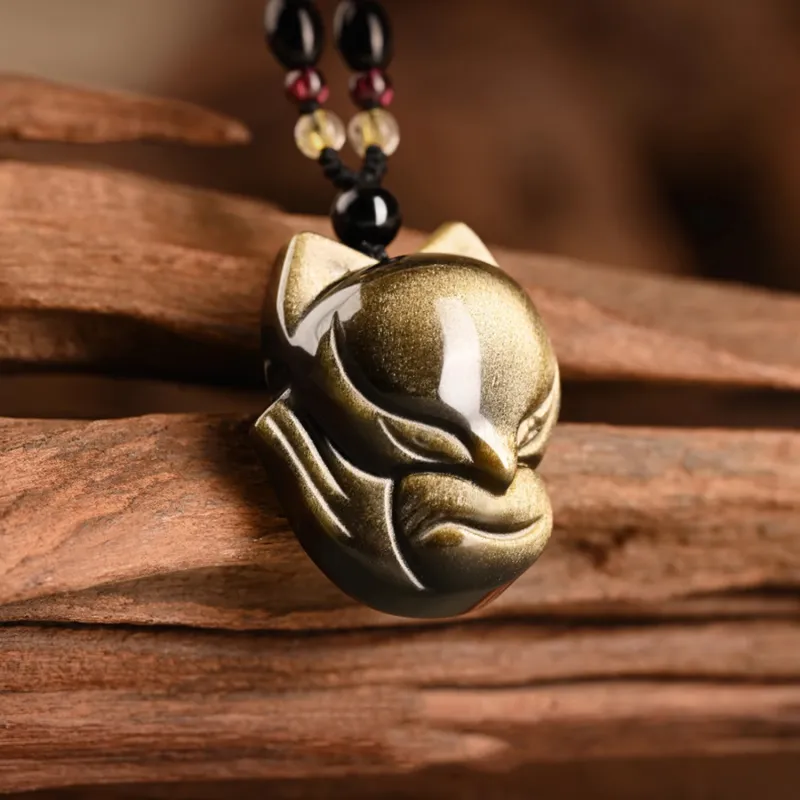EADDA JEWELRY Natural Obsidian Necklaces Unisex-10