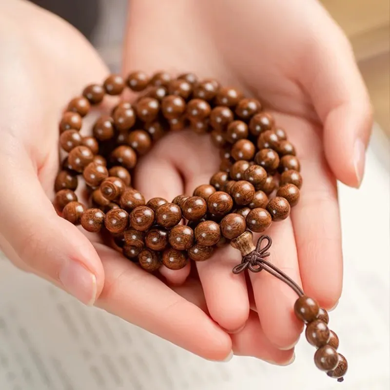 EADDA JEWELRY Golden Sandalwood Wooden Bracelets Unisex-7
