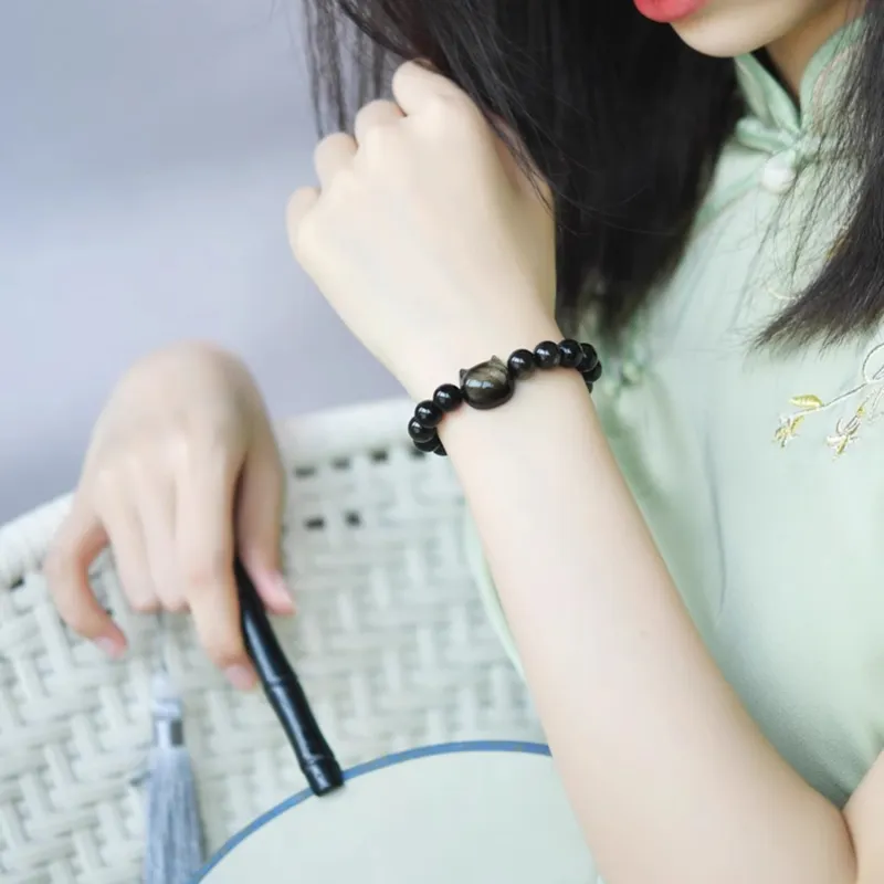 EADDA JEWELRY Natural Obsidian Bracelets Unisex-7
