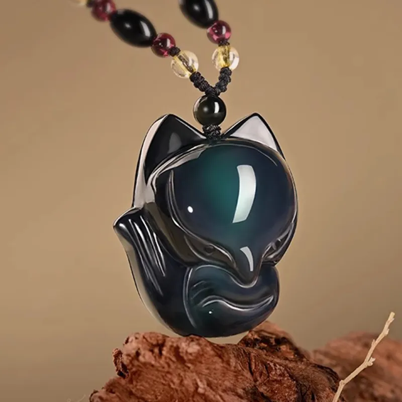 EADDA JEWELRY Natural Obsidian Necklaces Unisex-6