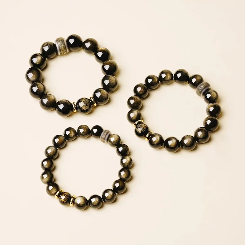EADDA JEWELRY Natural Obsidian Bracelets Unisex-10