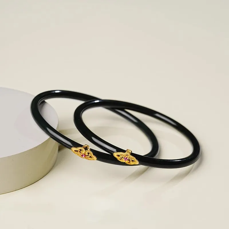 EADDA JEWELRY Bangles Black Jade Unisex-3