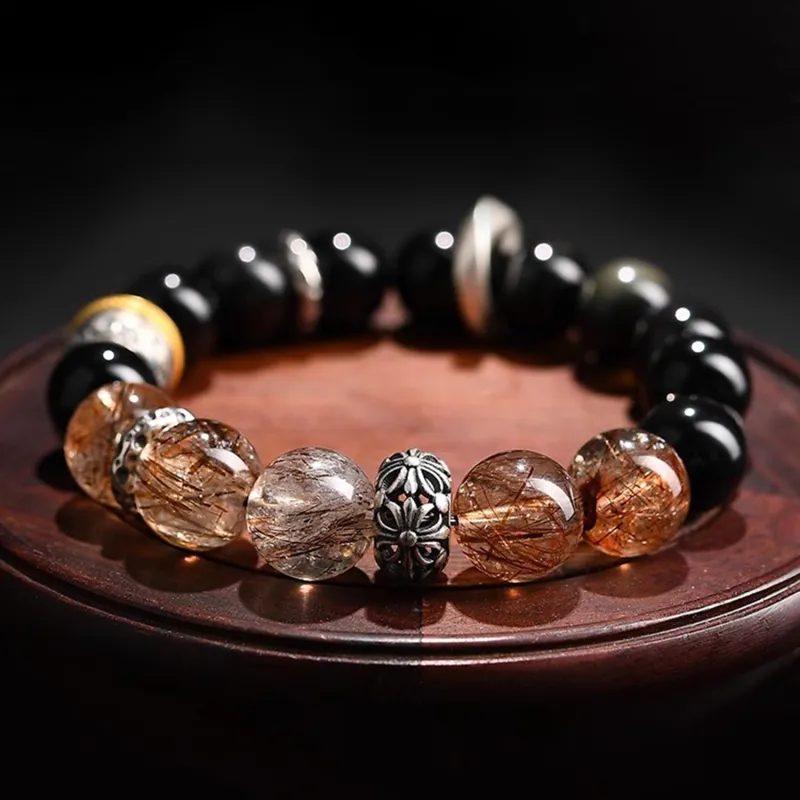 EADDA JEWELRY Obsidian Bracelets Unisex-8