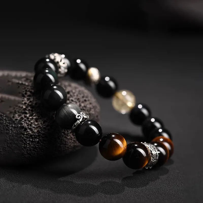 EADDA JEWELRY Obsidian Bracelets Unisex-5