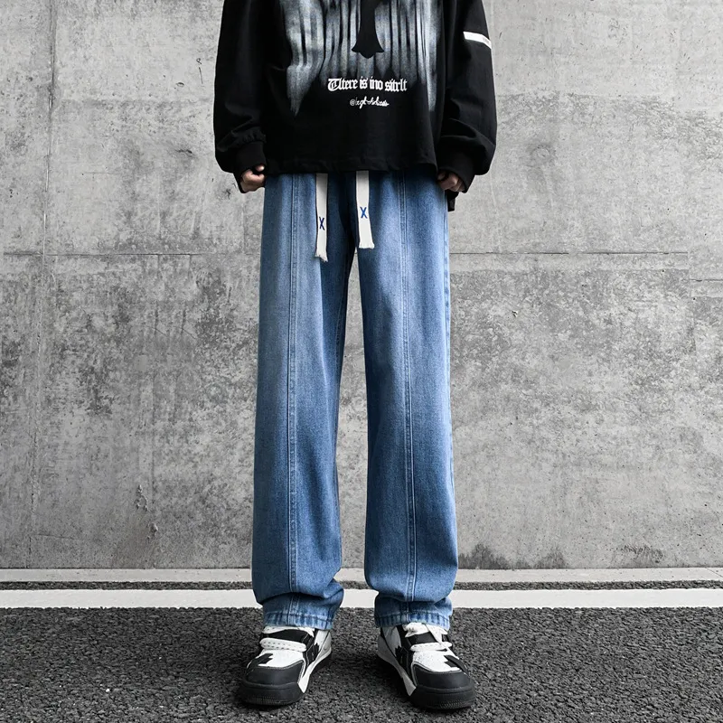 NOME Luxury Streetwear Vintage Lace Up Straight Fit Wide Leg Pants Unisex-8