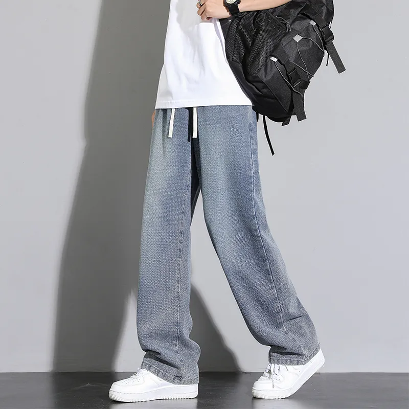 NOME Height Increasing Slimming Draped Lace Up Straight Fit Wide Leg Pants Unisex-8