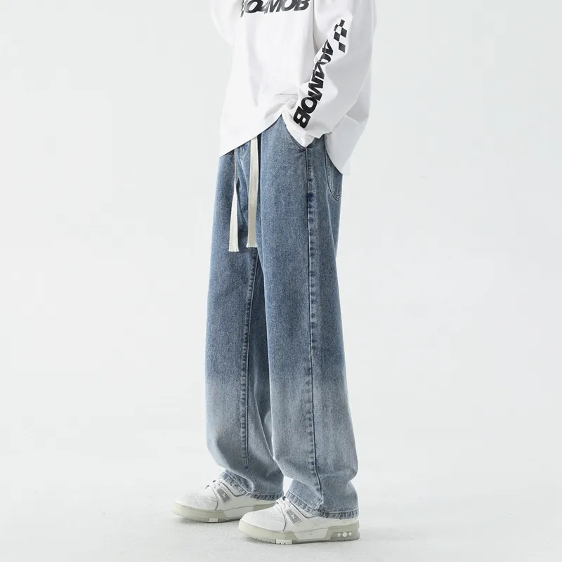 NOME Preppy Style Minimalist Style Everyday Commute Washable Distressed Lace Up Jeans Unisex-4