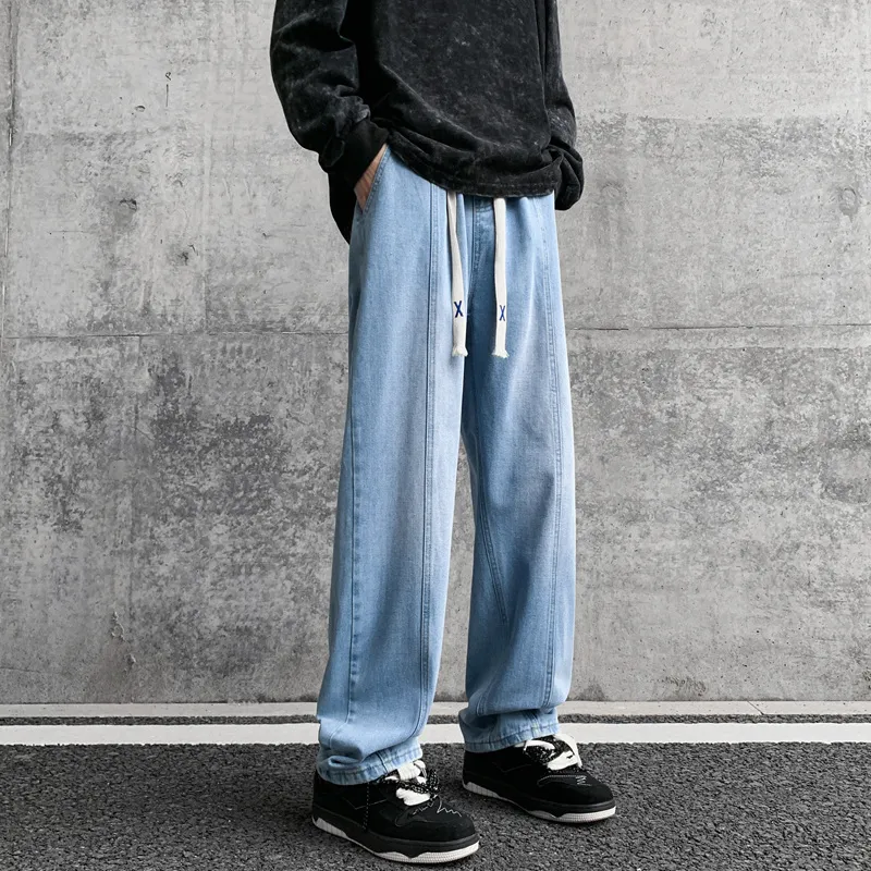 NOME Luxury Streetwear Vintage Lace Up Straight Fit Wide Leg Pants Unisex-12