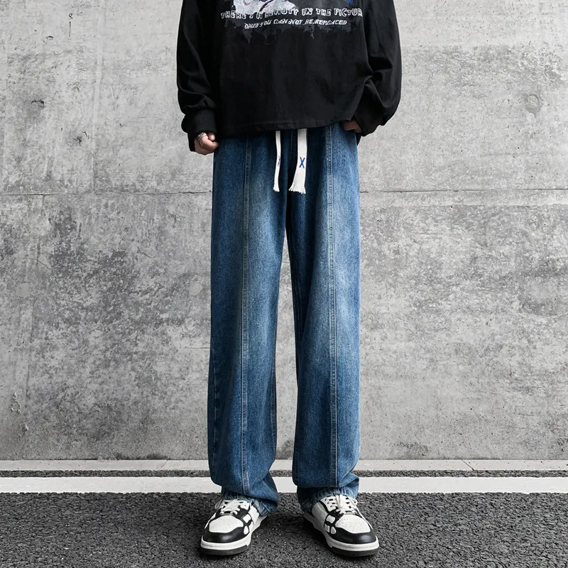 NOME Luxury Streetwear Vintage Lace Up Straight Fit Wide Leg Pants Unisex-17