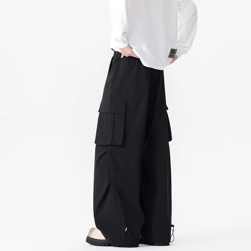 NOME Vintage Casual Fashion Lace Up Straight Fit Wide Leg Casual Pants Unisex-1
