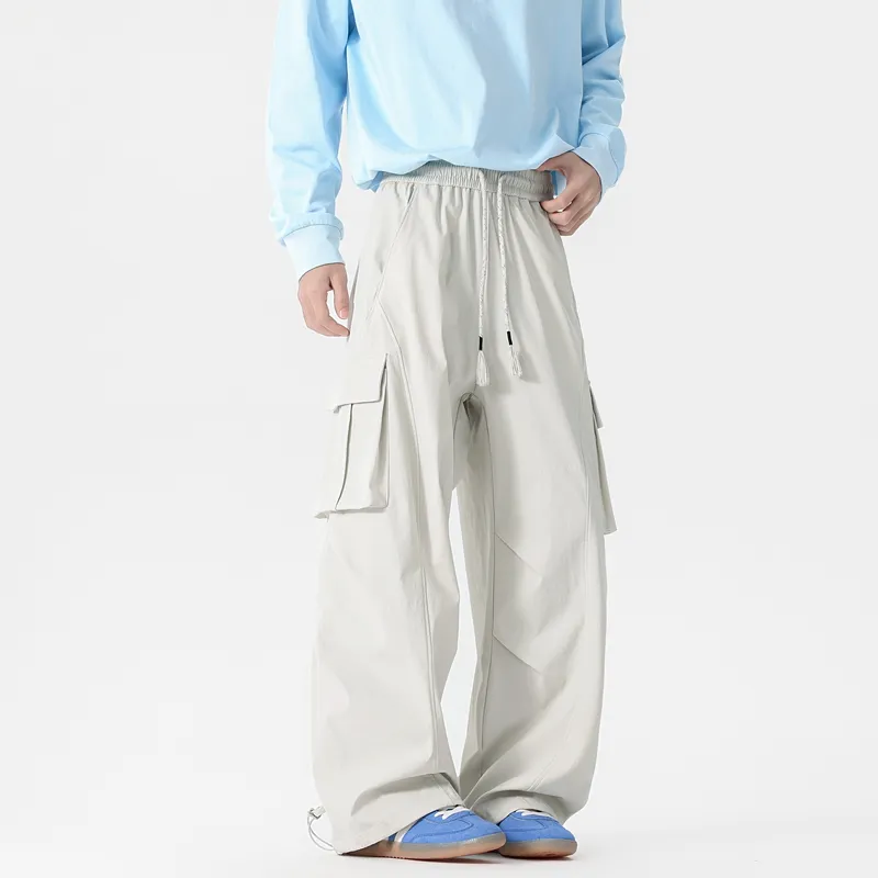 NOME Vintage Casual Fashion Lace Up Straight Fit Wide Leg Casual Pants Unisex-18