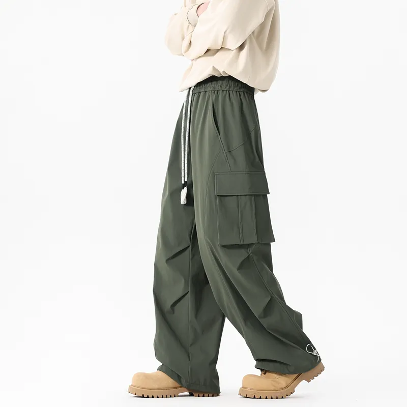 NOME Vintage Casual Fashion Lace Up Straight Fit Wide Leg Casual Pants Unisex-12