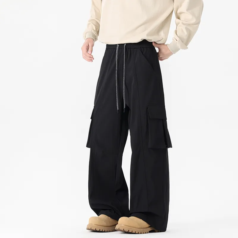 NOME Urban Techwear Pleated Straight Fit Multi Pocket Cargo Pants Unisex-2