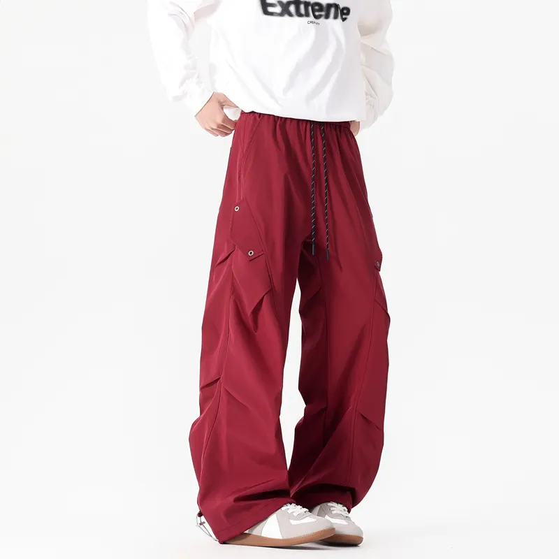 NOME Japanese Style Niche Vintage Urban Techwear Pleated Straight Fit Cargo Pants Unisex-18