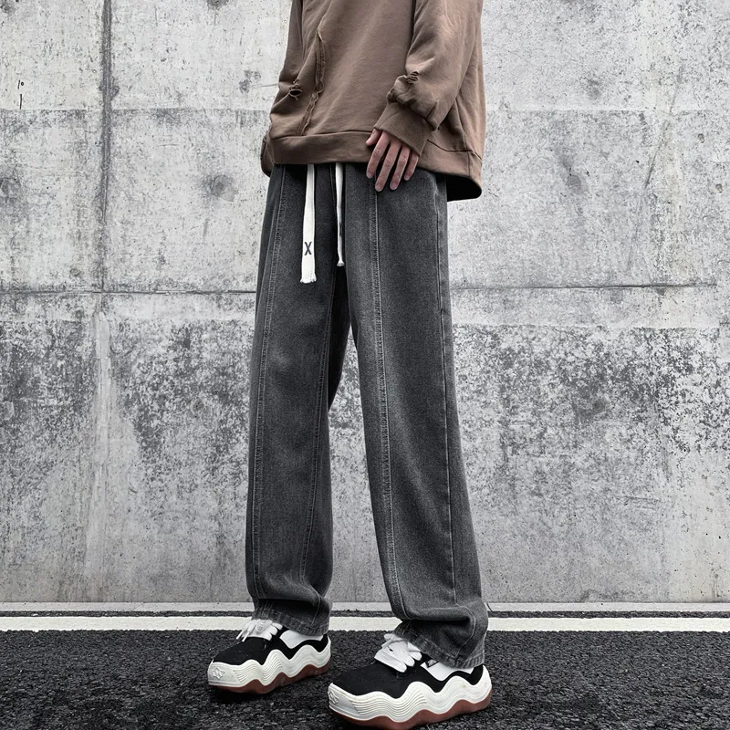 NOME Luxury Streetwear Vintage Lace Up Straight Fit Wide Leg Pants Unisex-4