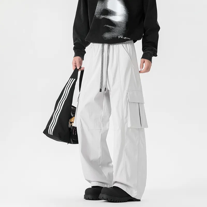 NOME Urban Techwear Pleated Straight Fit Multi Pocket Cargo Pants Unisex-9