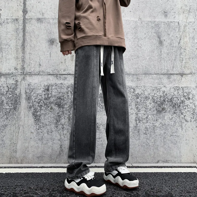 NOME Luxury Streetwear Vintage Lace Up Straight Fit Wide Leg Pants Unisex-2