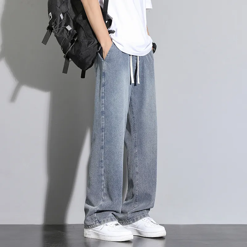 NOME Height Increasing Slimming Draped Lace Up Straight Fit Wide Leg Pants Unisex-9