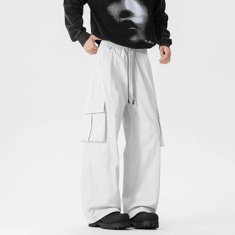 NOME Urban Techwear Pleated Straight Fit Multi Pocket Cargo Pants Unisex-8