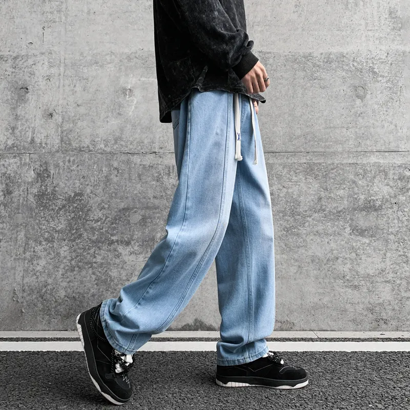 NOME Luxury Streetwear Vintage Lace Up Straight Fit Wide Leg Pants Unisex-13