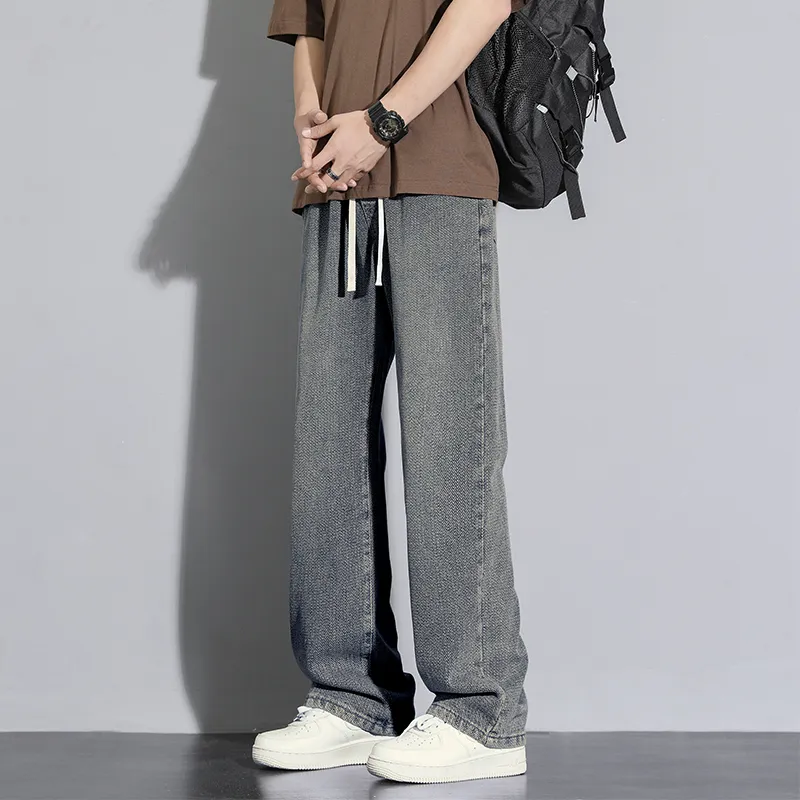 NOME Height Increasing Slimming Draped Lace Up Straight Fit Wide Leg Pants Unisex-12
