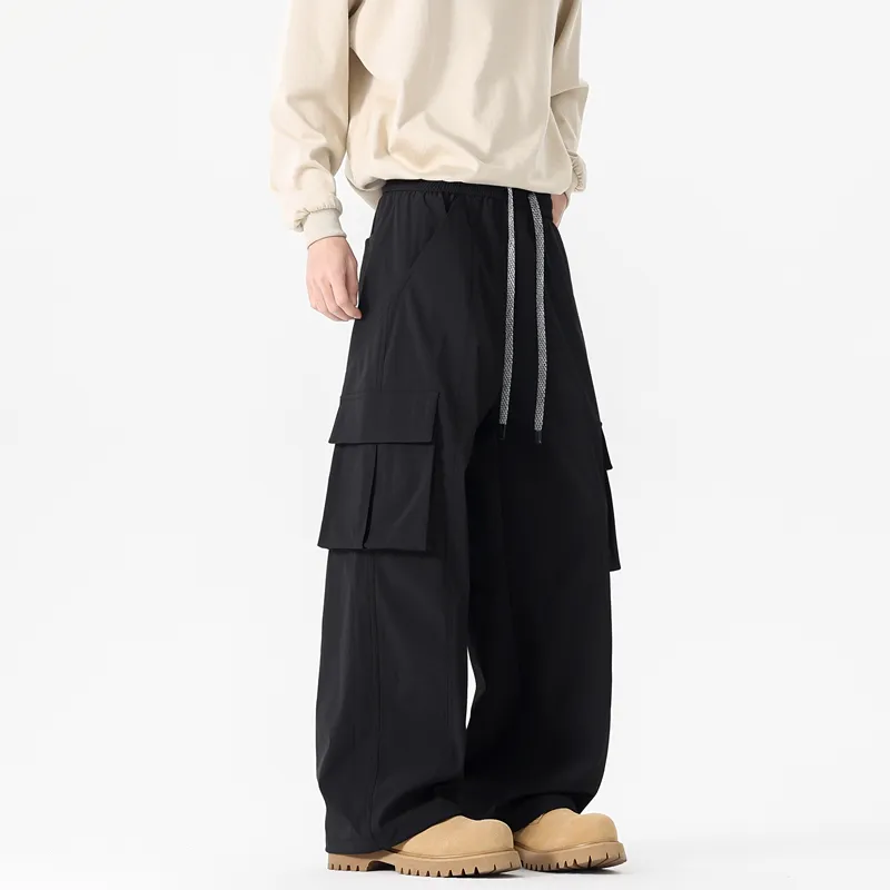 NOME Urban Techwear Pleated Straight Fit Multi Pocket Cargo Pants Unisex-4