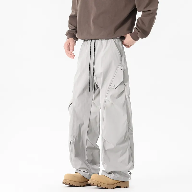 NOME Japanese Style Niche Vintage Urban Techwear Pleated Straight Fit Cargo Pants Unisex-7
