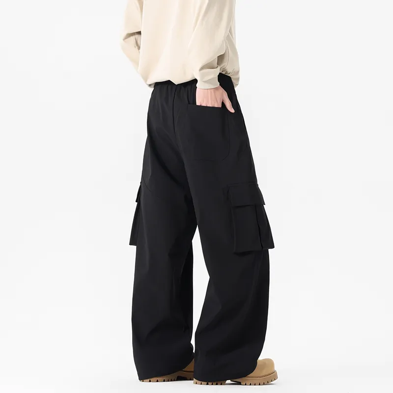 NOME Urban Techwear Pleated Straight Fit Multi Pocket Cargo Pants Unisex-1