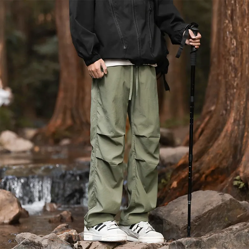 NOME Minimalist Style Solid Color Straight Fit Wide Leg Casual Pants Unisex-9