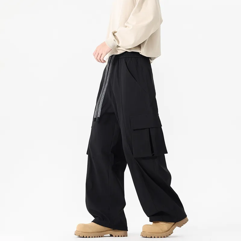 NOME Urban Techwear Pleated Straight Fit Multi Pocket Cargo Pants Unisex-3