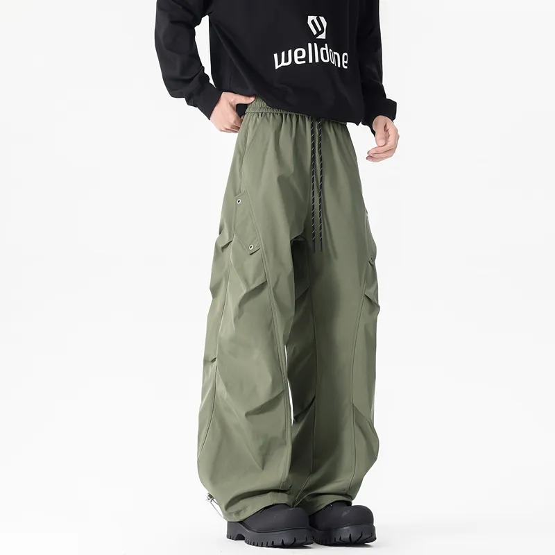 NOME Japanese Style Niche Vintage Urban Techwear Pleated Straight Fit Cargo Pants Unisex-13