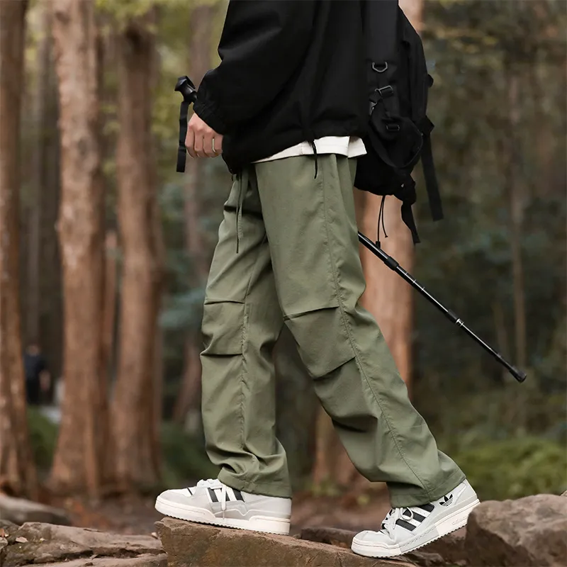 NOME Minimalist Style Solid Color Straight Fit Wide Leg Casual Pants Unisex-7