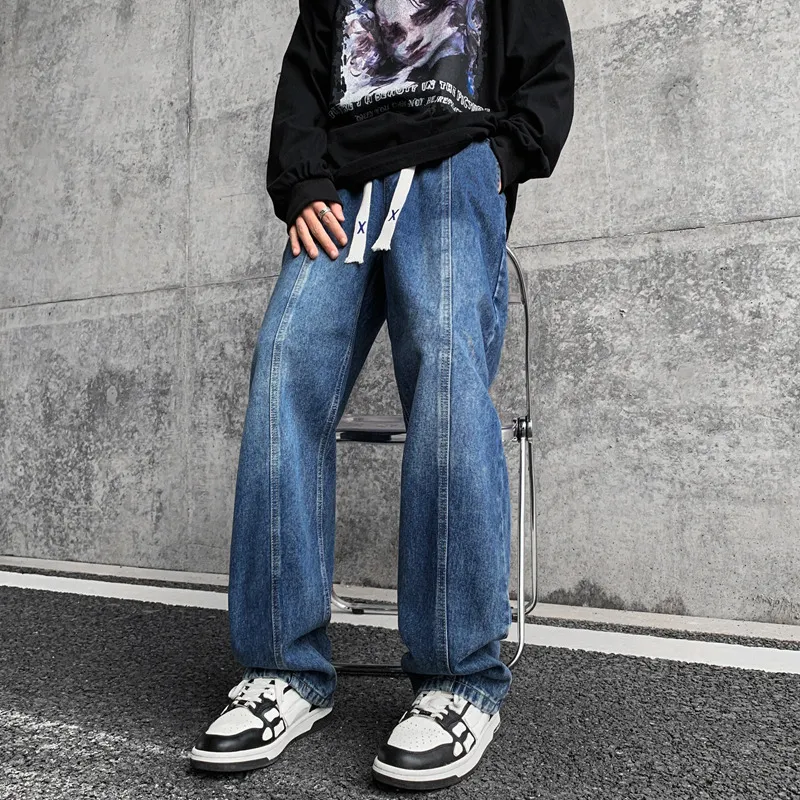 NOME Luxury Streetwear Vintage Lace Up Straight Fit Wide Leg Pants Unisex-19