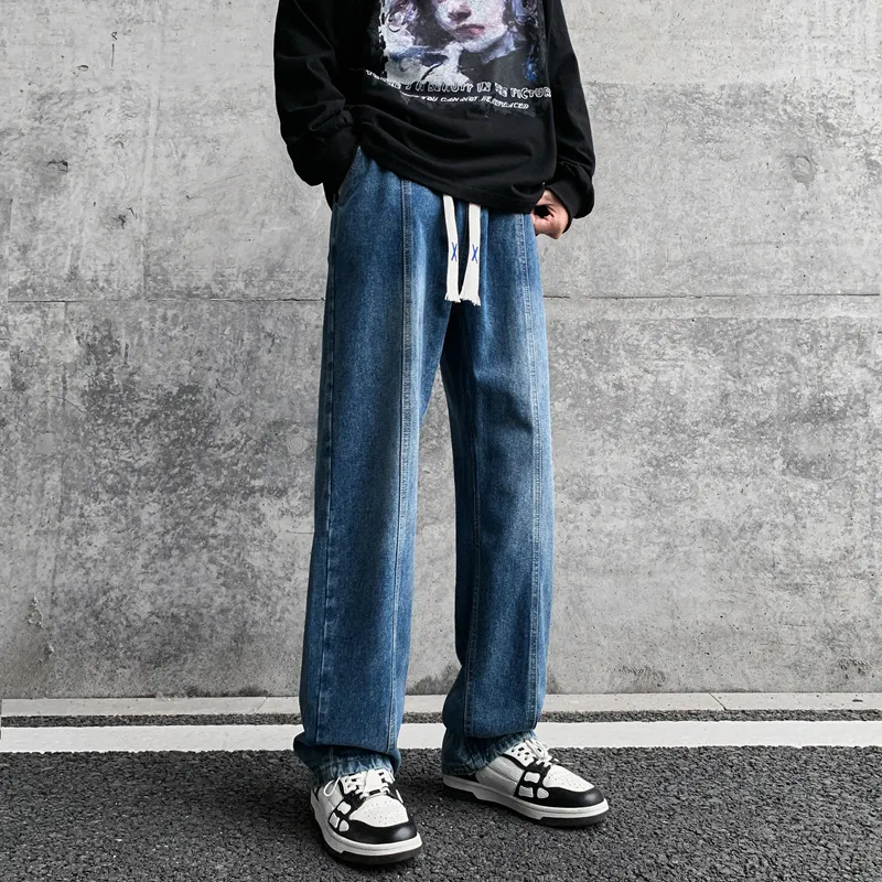 NOME Luxury Streetwear Vintage Lace Up Straight Fit Wide Leg Pants Unisex-18