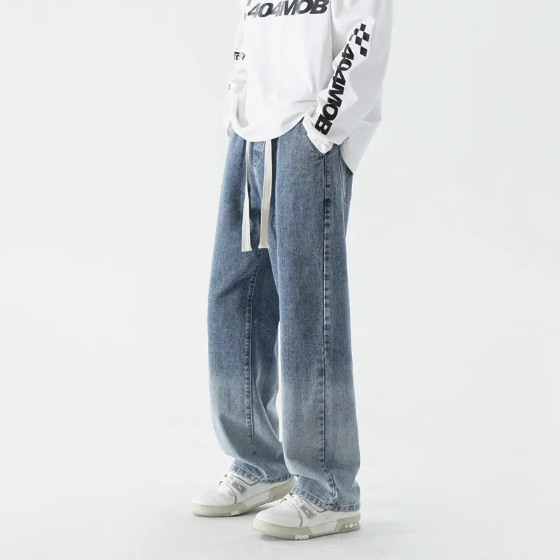 NOME Preppy Style Minimalist Style Everyday Commute Washable Distressed Lace Up Jeans Unisex-2