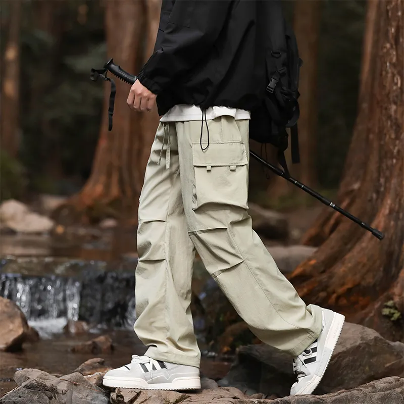 NOME Pleated Lace Up Straight Fit Wide Leg Pants Unisex-6