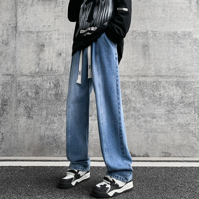 NOME Luxury Streetwear Vintage Lace Up Straight Fit Wide Leg Pants Unisex-7