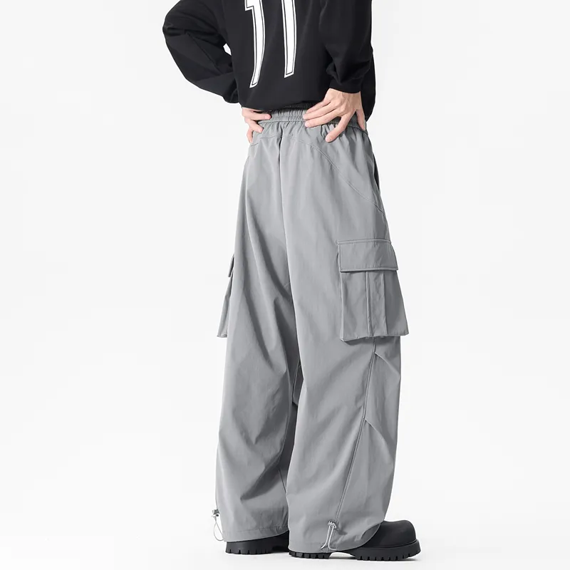 NOME Vintage Casual Fashion Lace Up Straight Fit Wide Leg Casual Pants Unisex-6
