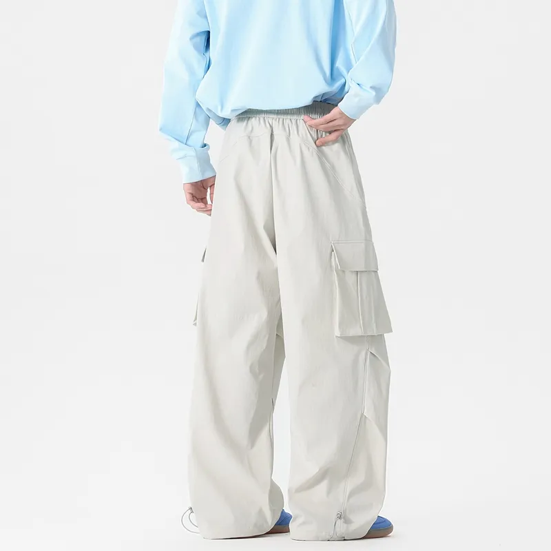 NOME Vintage Casual Fashion Lace Up Straight Fit Wide Leg Casual Pants Unisex-16