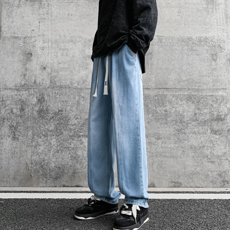 NOME Luxury Streetwear Vintage Lace Up Straight Fit Wide Leg Pants Unisex-14
