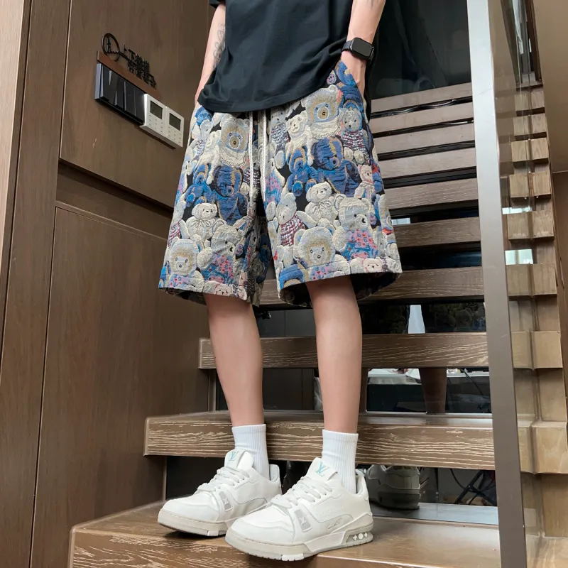 PISYPOX Casual Shorts Unisex Blue Bear Color-3