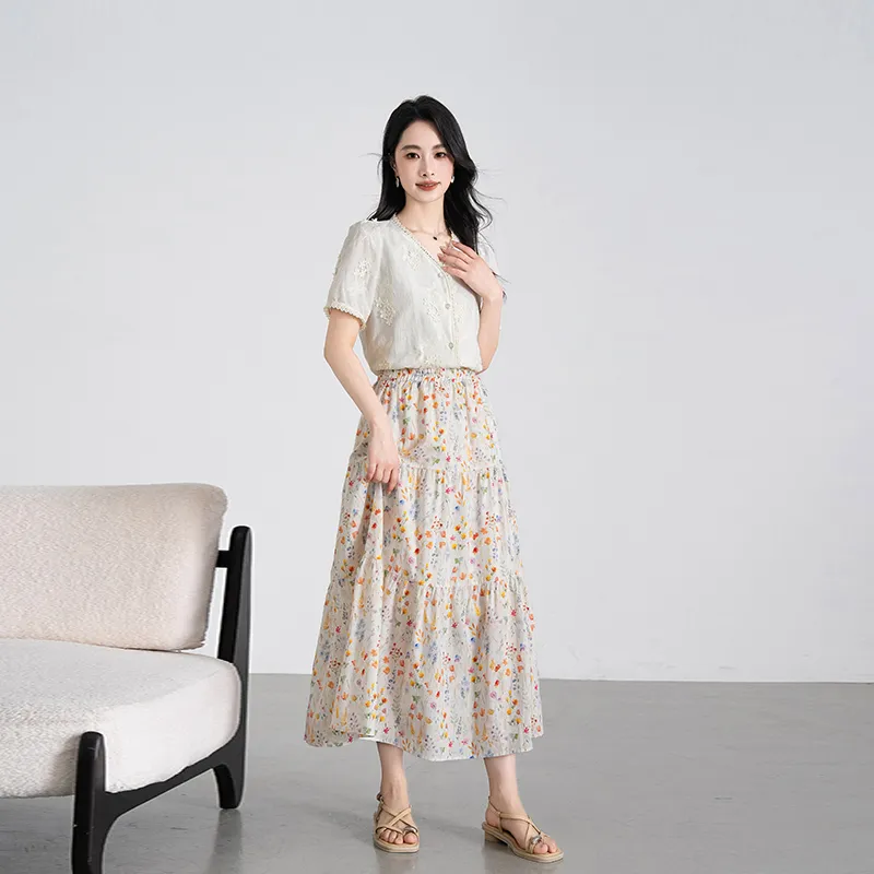 Shavani Casual Long Skirt Women's Floral-3
