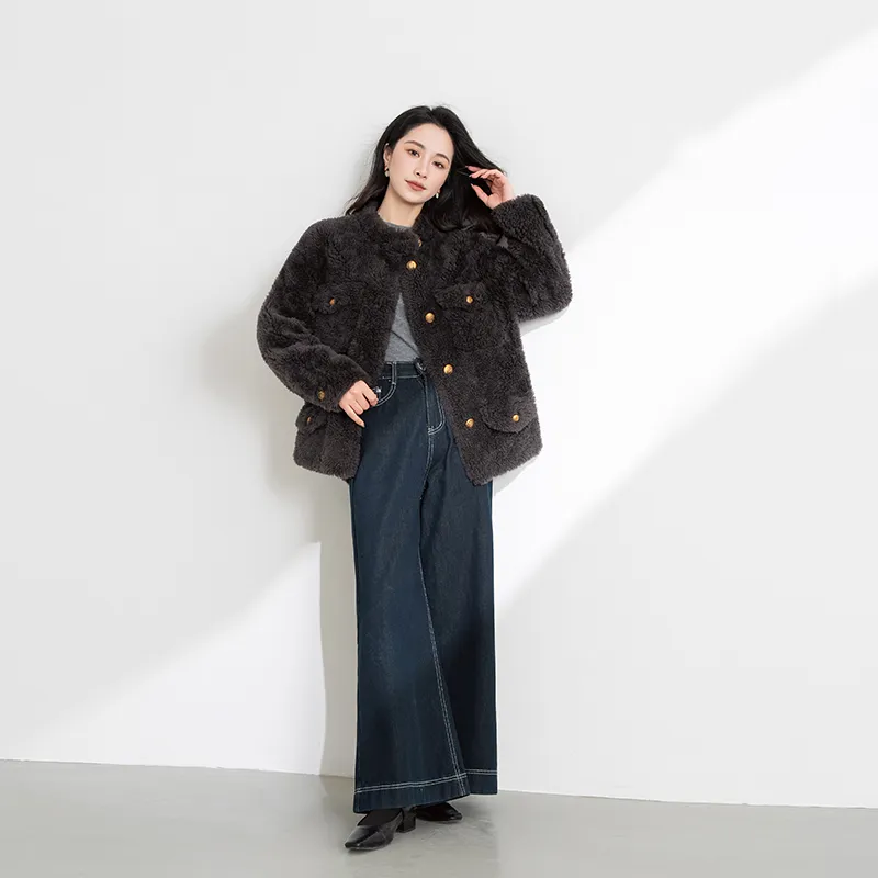 Shavani Cropped Coats Women's Dark Gray-4