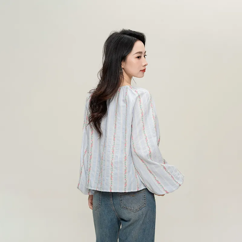 Shavani Shirt Women's Light Blue Floral-4
