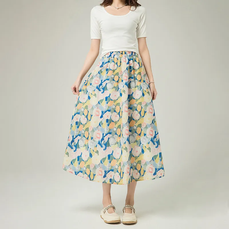 Shavani Casual Long Skirts Women's Multicolor-1
