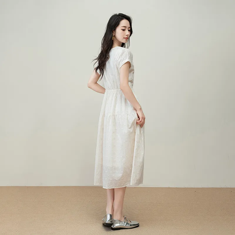 Shavani Short Sleeved Dress Women's Ecru-4