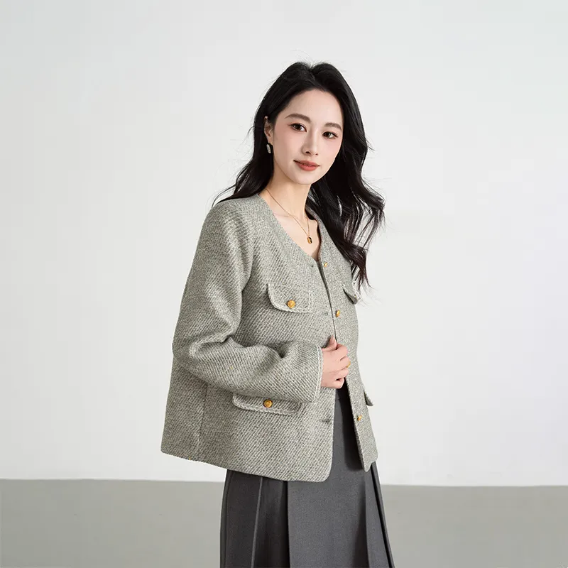 Shavani Chanel Inspired Coats Women's Turquoise-5