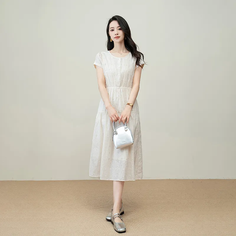 Shavani Short Sleeved Dress Women's Ecru-3