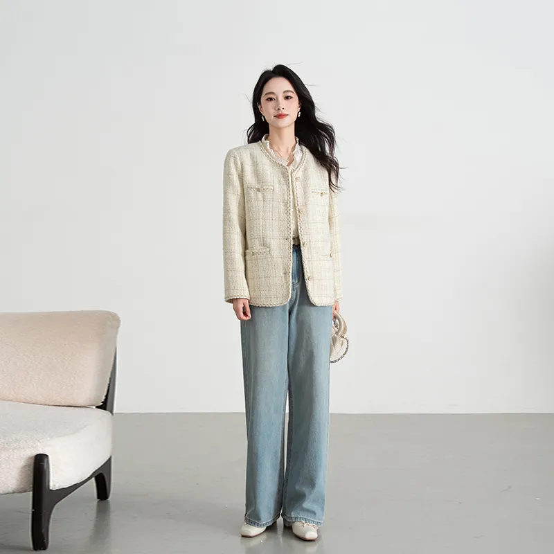 Shavani Chanel Inspired Coats Women's Ecru-2