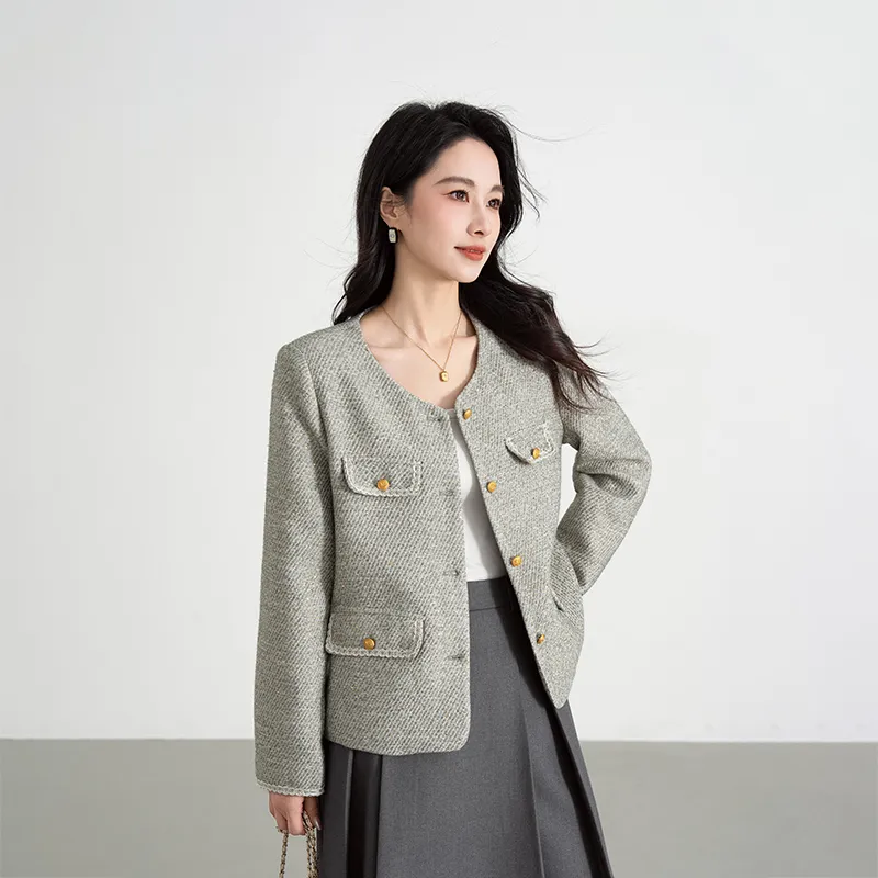 Shavani Chanel Inspired Coats Women's Turquoise-2